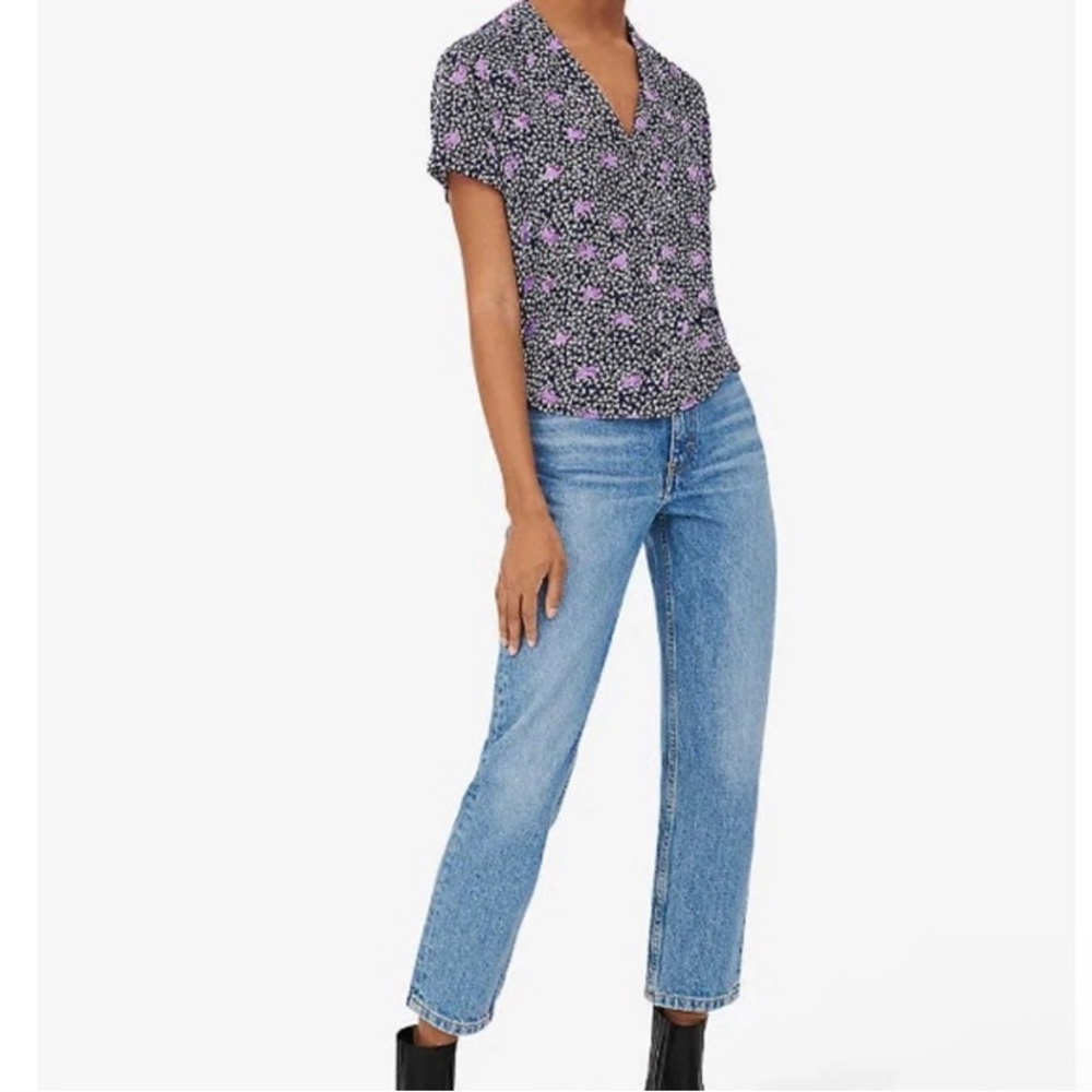 Maje Cipensa Graphic Print Crepe Button Down Top